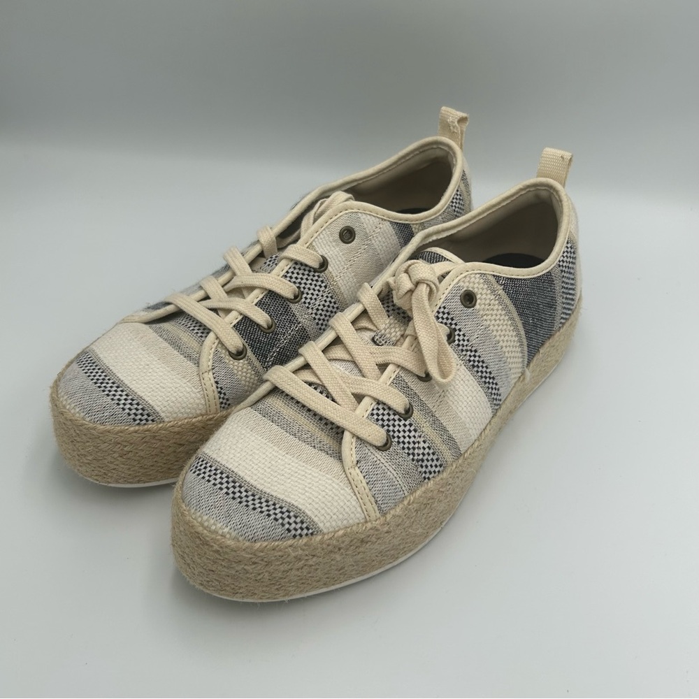 Bobs Skechers Women’s Sesame Espadrille Sneakers Shoes Size 9 Woven Striped Jute